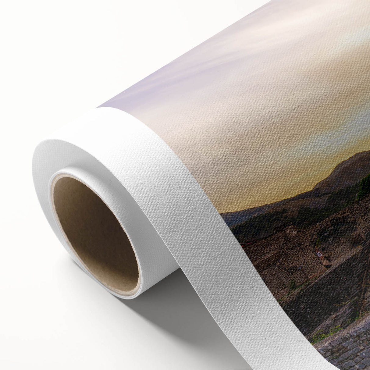 Art deco poster of a European scenery in Albania, with soft pastel colors; rolled canvas ideal for nursery wall art.