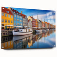 Acrylic print of a large abstract Danish landscape in cool blue and gray tones, suitable for bedroom or dining room decor.