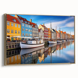 Framed canvas featuring a vintage landscape of a European scene in muted gold and black tones, ideal for bedroom wall decor.
