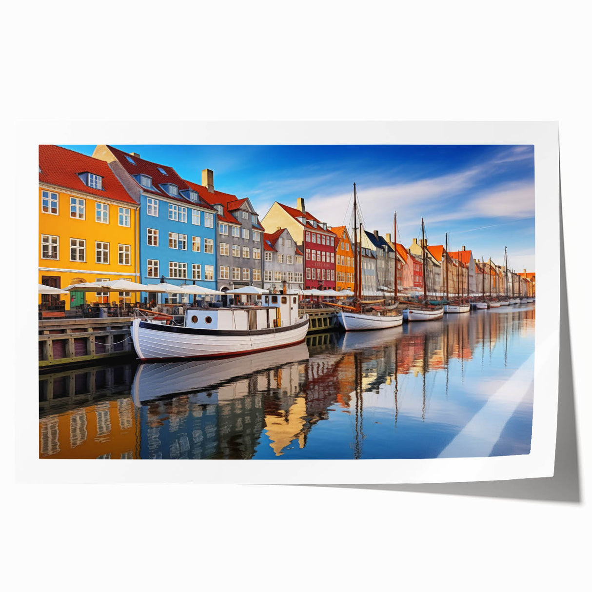Extra large rolled print of a Danish landscape featuring muted green and brown tones, ideal for art wall dining room.