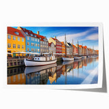 Extra large rolled print of a Danish landscape featuring muted green and brown tones, ideal for art wall dining room.
