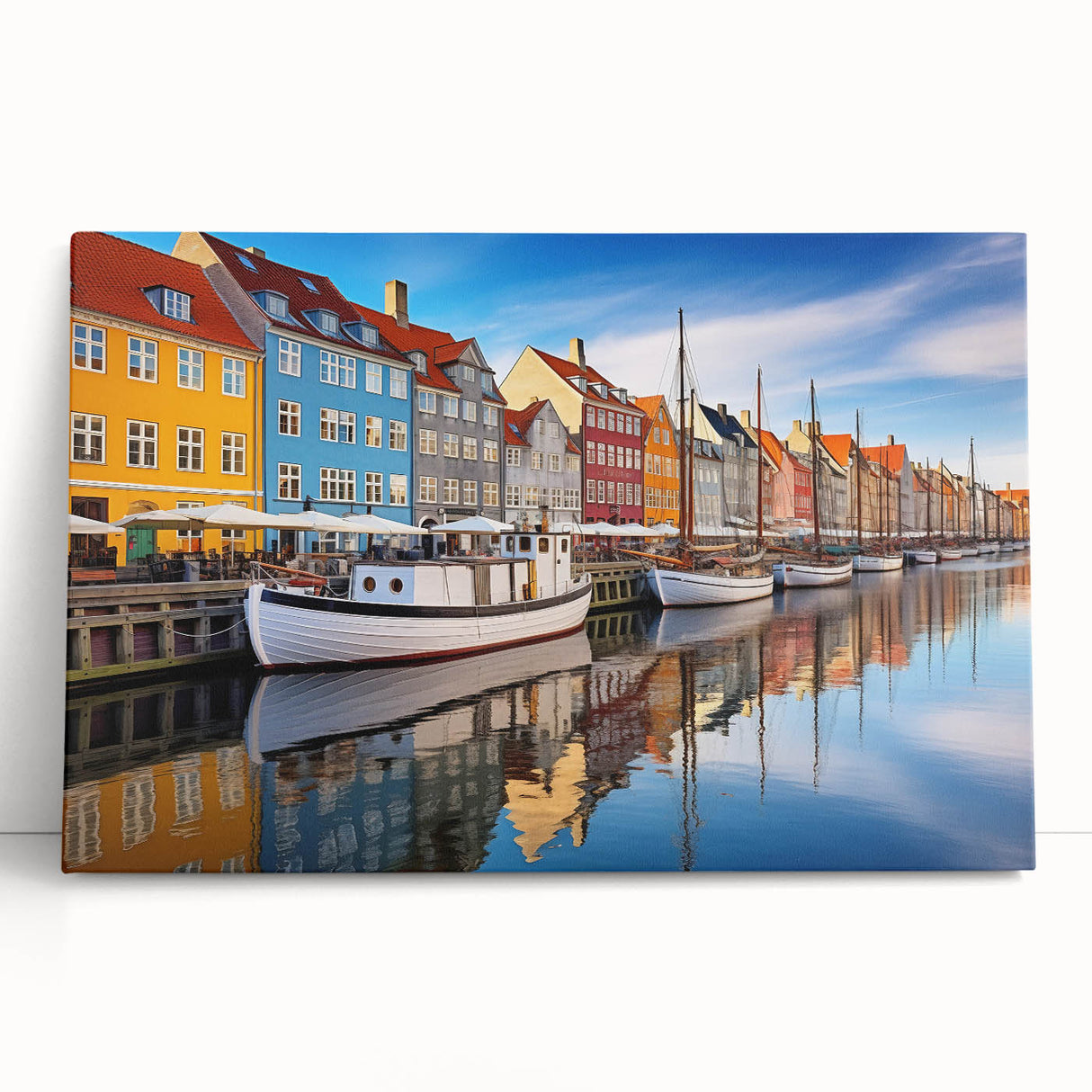Black and white photograph of a European cityscape on large stretched canvas, suitable for kitchen wall art.