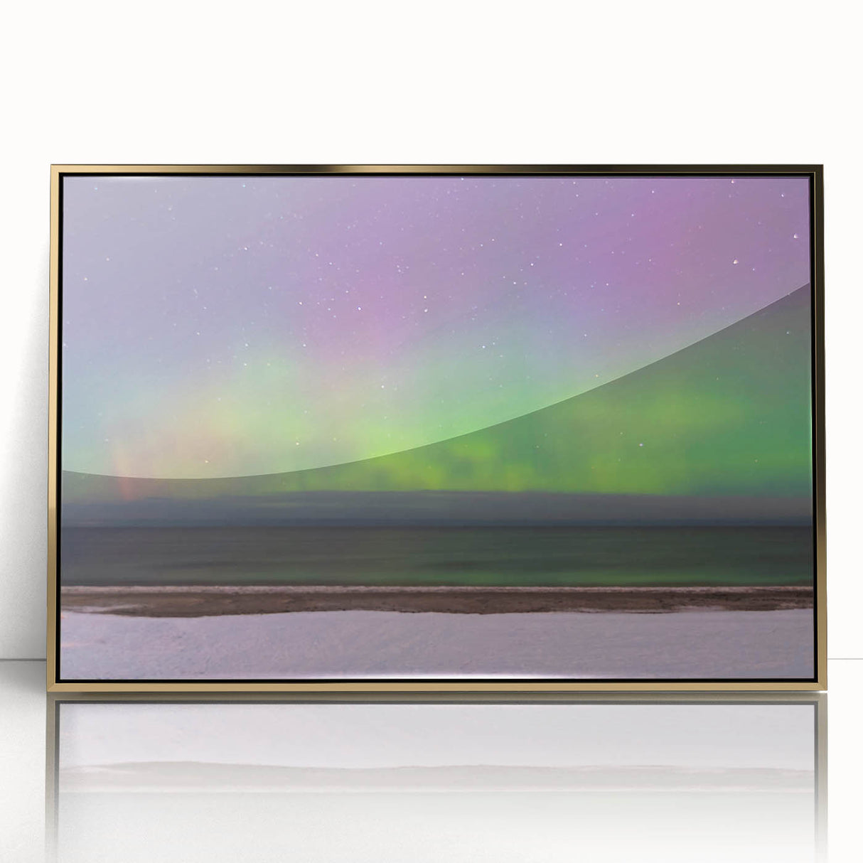 Art deco poster of a European scenery in Latvia, featuring pastel shades on acrylic framed in gold.