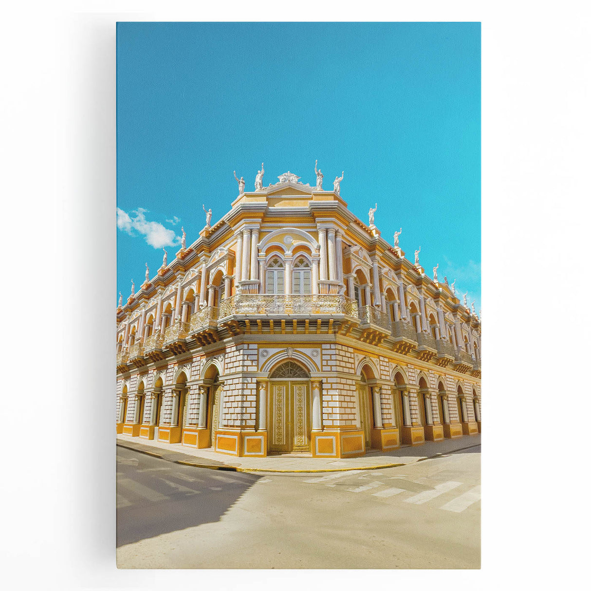 Black and white photograph of Bolivian landscape on stretched canvas, ideal for kitchen wall art.