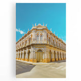 Black and white photograph of Bolivian landscape on stretched canvas, ideal for kitchen wall art.