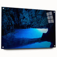 Acrylic glass print of a colorful abstract Brazilian landscape, ideal for bedroom or dining room decor.