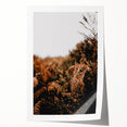 Extra large rolled canvas print of autumnal floral art in rich orange and brown tones, suitable for dining room decor.