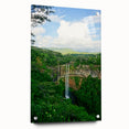 Large abstract wall art on acrylic glass depicting vibrant spring colors, ideal for bedroom or dining room decor.