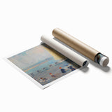 Modern Wall Art - Lively Seascape with Bathers | Coastal Beach Scene
