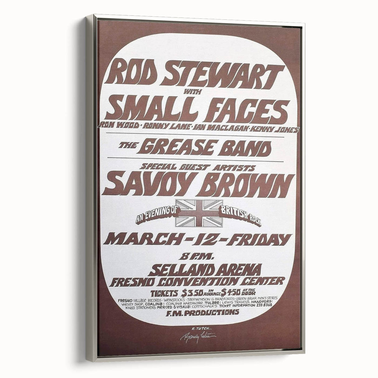 Retro Wall Art - Rod Stewart Concert Poster with Small Faces