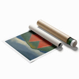 Modern Rural Landscape Wall Art - Abstract Barns with Dark Tones