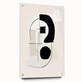 Abstract minimalist wall art design showcasing vibrant colors and geometric shapes, elegantly displayed under acrylic glass, perfect for modern home decor.