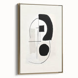 Framed minimalist wall art featuring an abstract design with gold accents, displayed from the side to highlight its sleek profile and modern aesthetic. Perfect for contemporary home decor.
