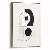 Framed abstract minimalist wall art in silver tones, showcasing a sleek design suitable for modern interiors, viewed from the side, emphasizing its elegant finish.