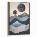 Minimalist framed wall art featuring an abstract design with gold accents, displayed in a stylish side view to highlight its elegance and texture. The canvas adds a touch of sophistication to modern home decor.