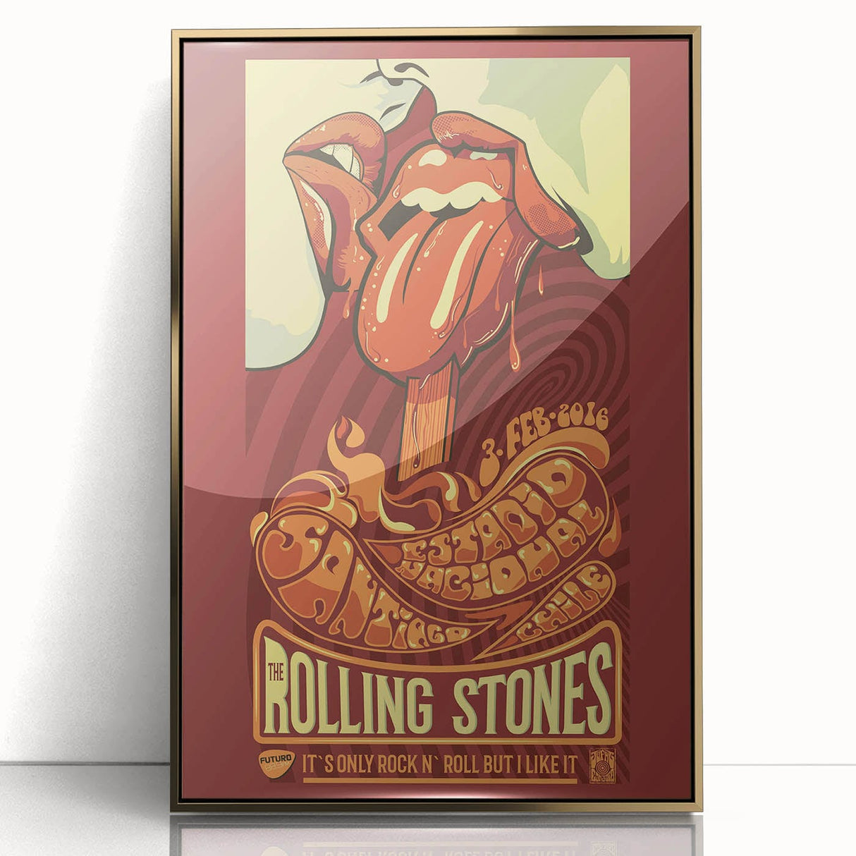 Retro Wall Art - Rolling Stones Concert Poster Santiago 2016
