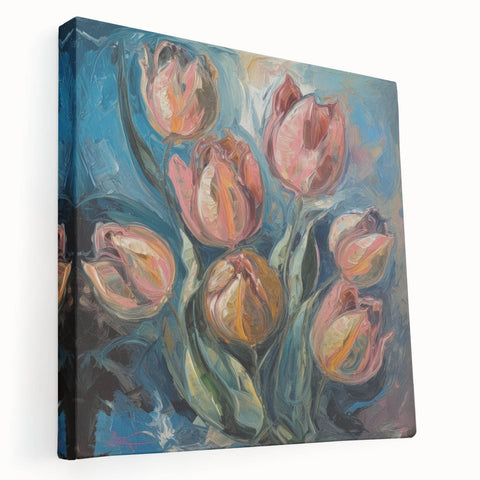Vibrant Tulip Elegance - Modern Living Room Canvas Wall Art