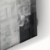 Close-up of abstract minimalist wall art on acrylic glass, showcasing soft pastel colors and geometric shapes, ideal for modern home decor.