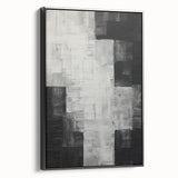 Framed minimalist black abstract wall art displayed from a side view, showcasing sleek lines and a modern aesthetic, perfect for contemporary home decor.