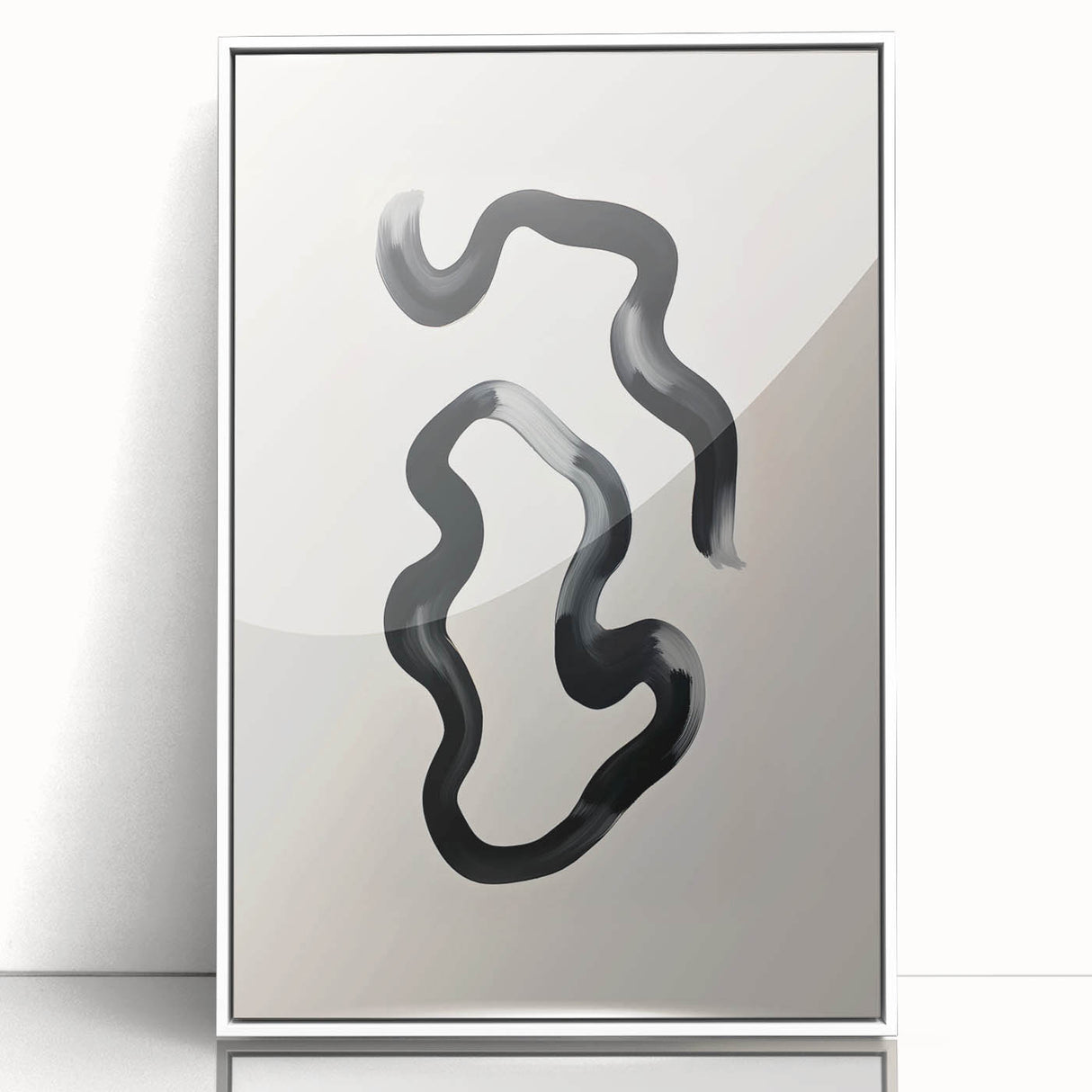 Framed abstract minimalist wall art featuring a white acrylic design, ideal for modern home decor. The piece showcases clean lines and subtle texture, enhancing any room's aesthetic.
