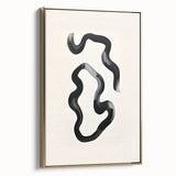 Framed canvas wall art featuring a minimalist abstract design in gold tones, showcasing a sleek side view that emphasizes its modern elegance and artistic appeal.