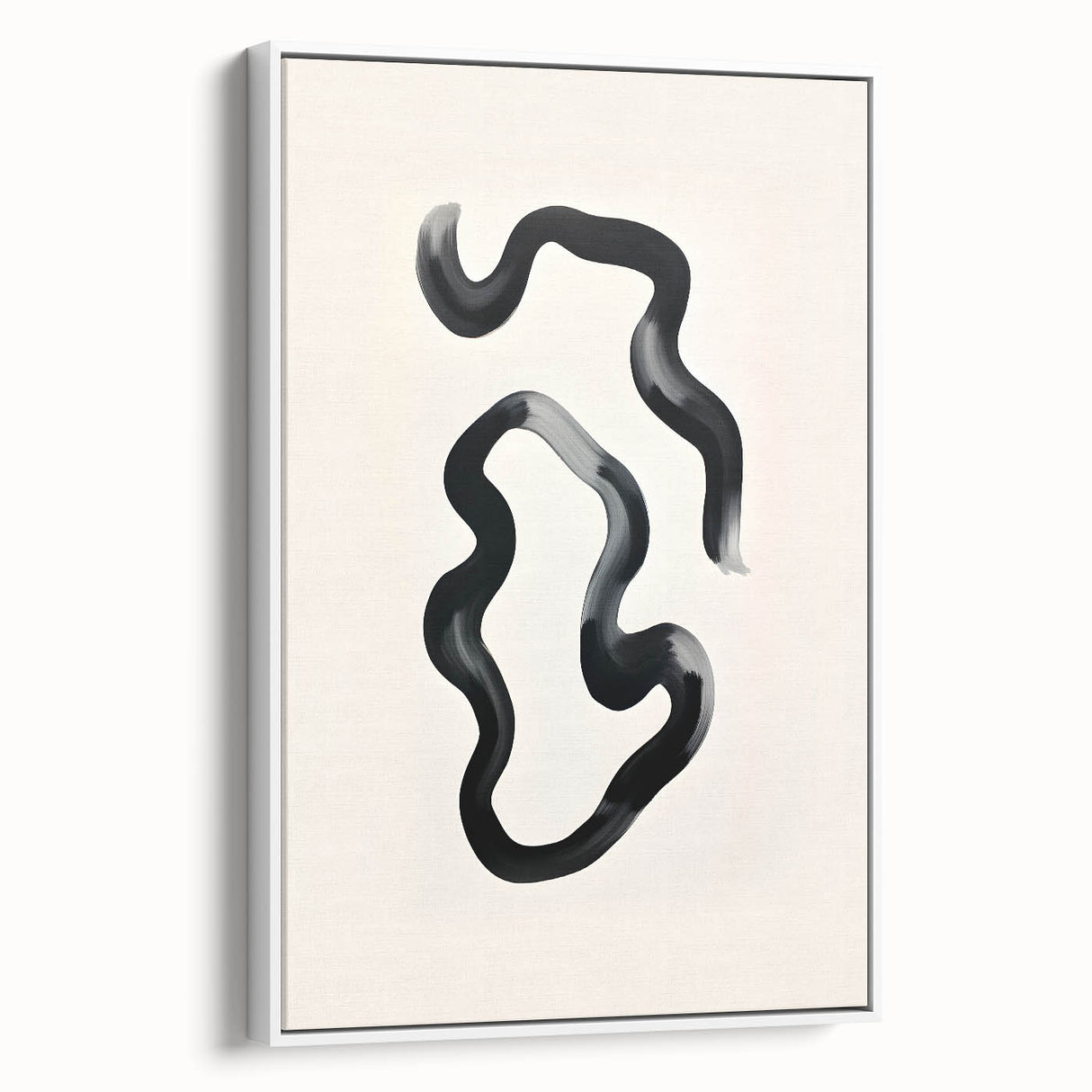 Framed minimalist wall art showcasing an abstract design in shades of white, displayed from a side view, perfect for modern decor and enhancing interior spaces.