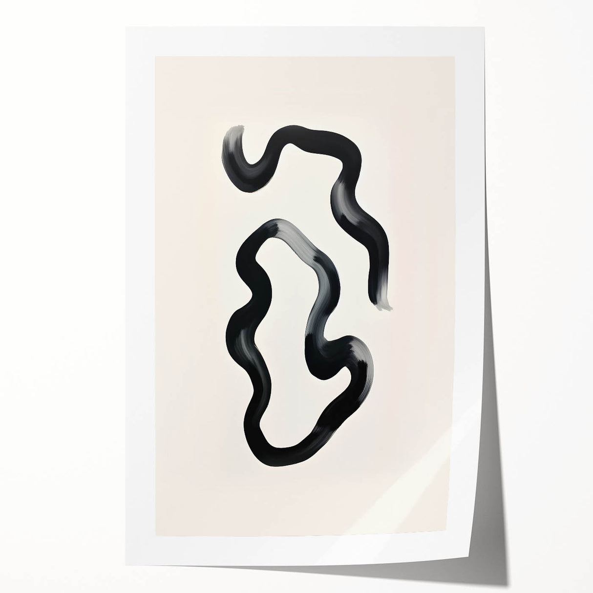 Abstract minimalist wall art print showcasing soft pastel hues of blue, pink, and gray, rolled up for easy shipping in a protective cardboard tube. Perfect for modern home decor.