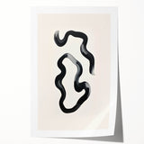 Abstract minimalist wall art print showcasing soft pastel hues of blue, pink, and gray, rolled up for easy shipping in a protective cardboard tube. Perfect for modern home decor.