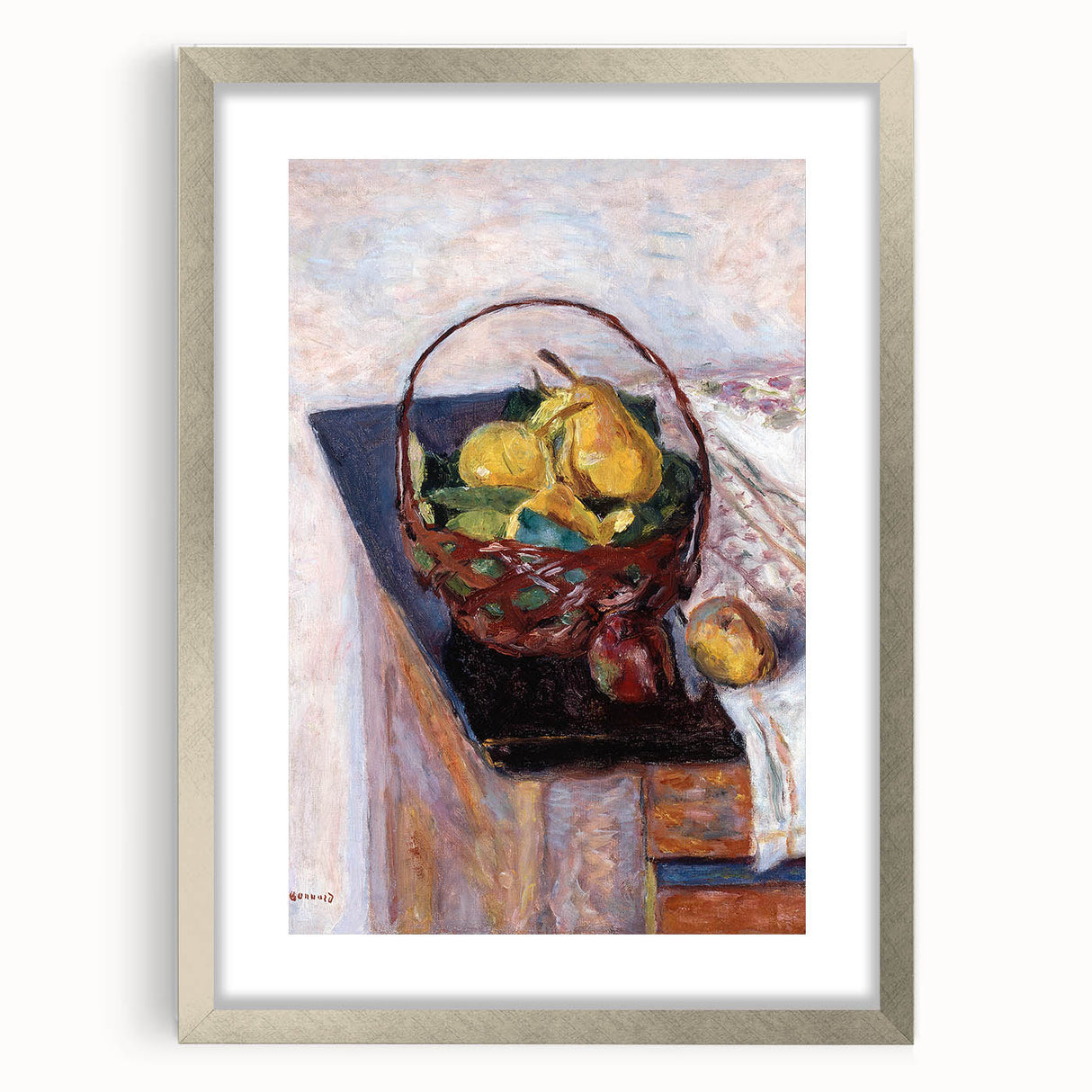 Vintage Still Life Wall Art - Basket of Fruit in Warm, Earthy Tones