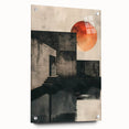 Abstract minimalist wall art design displayed in a side view, showcasing sleek acrylic glass with decorative pins, perfect for modern home décor.