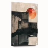 Abstract minimalist wall art design displayed in a side view, showcasing sleek acrylic glass with decorative pins, perfect for modern home décor.