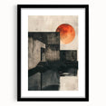 Abstract minimalist wall art in a sleek black frame with a white mat, showcasing a contemporary design perfect for modern home decor.