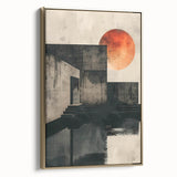 Abstract minimalist wall art framed canvas showcasing a gold side view design, perfect for modern decor, highlighting elegant lines and a sophisticated aesthetic.