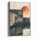 Abstract minimalist wall art in a sleek silver frame, showcasing soft geometric shapes and muted colors, ideal for modern home decor or office spaces.