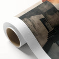 Abstract minimalist wall art on rolled canvas, showcasing fluid lines and muted colors, ideal for modern decor. Packaged securely in a cardboard tube for easy shipping.