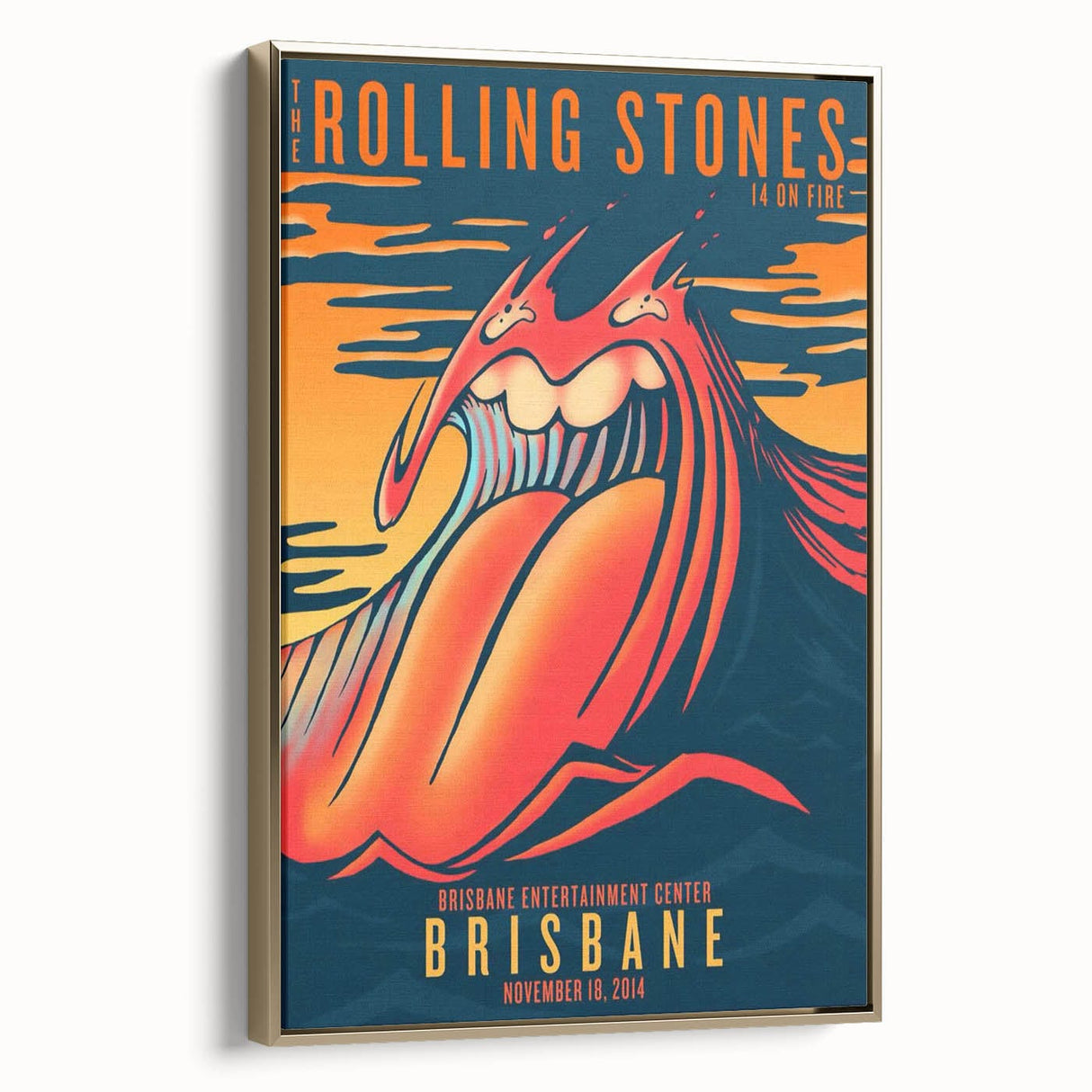 Retro Rolling Stones Poster - Brisbane 2014 Concert Art