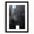 Abstract minimalist wall art framed with a black mat, showcasing geometric patterns and subtle color contrasts, perfect for modern home decor.