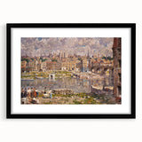 Modern Wall Art - Vibrant Riverside Town Scene | Classic Cityscape Decor