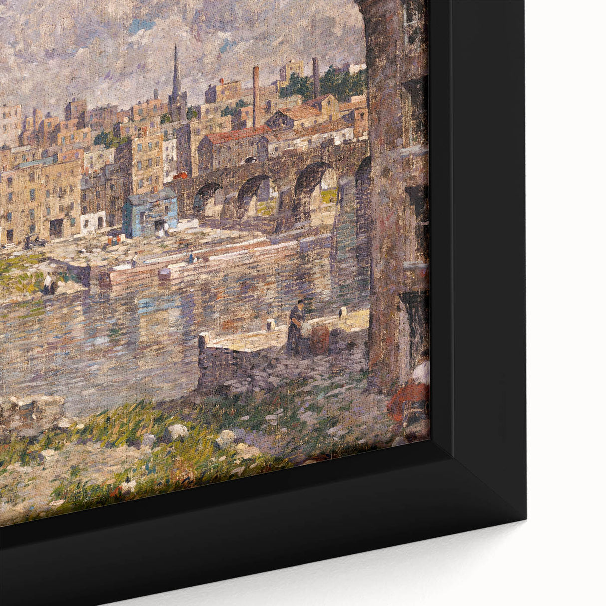 Modern Wall Art - Vibrant Riverside Town Scene | Classic Cityscape Decor