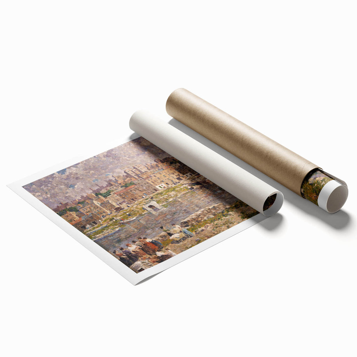 Modern Wall Art - Vibrant Riverside Town Scene | Classic Cityscape Decor