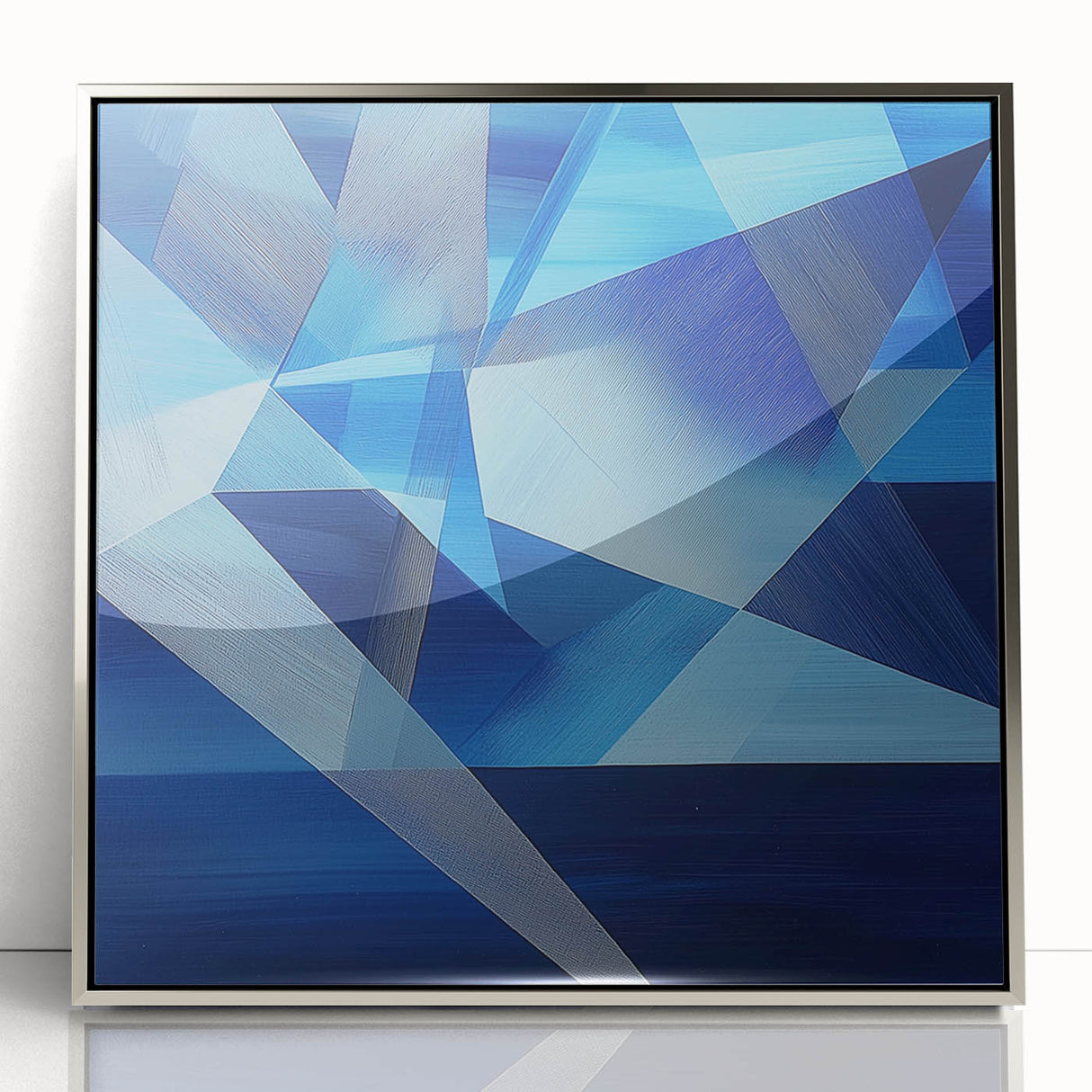 Blue Geometric Wall Art – Modern Abstract Canvas for Living Room