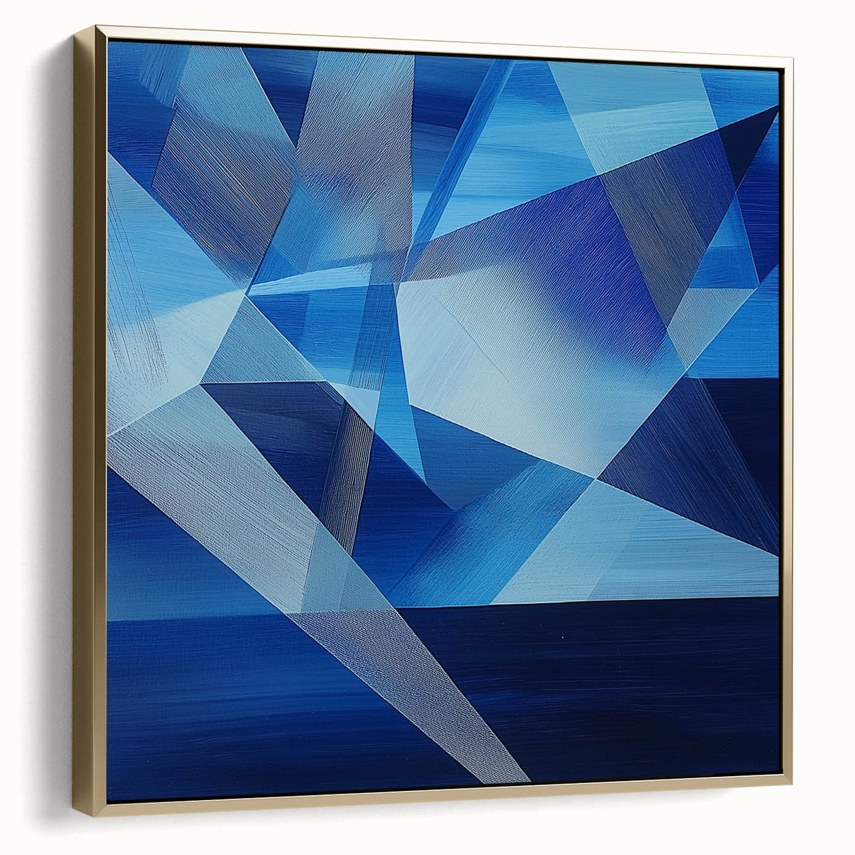 Blue Geometric Wall Art – Modern Abstract Canvas for Living Room