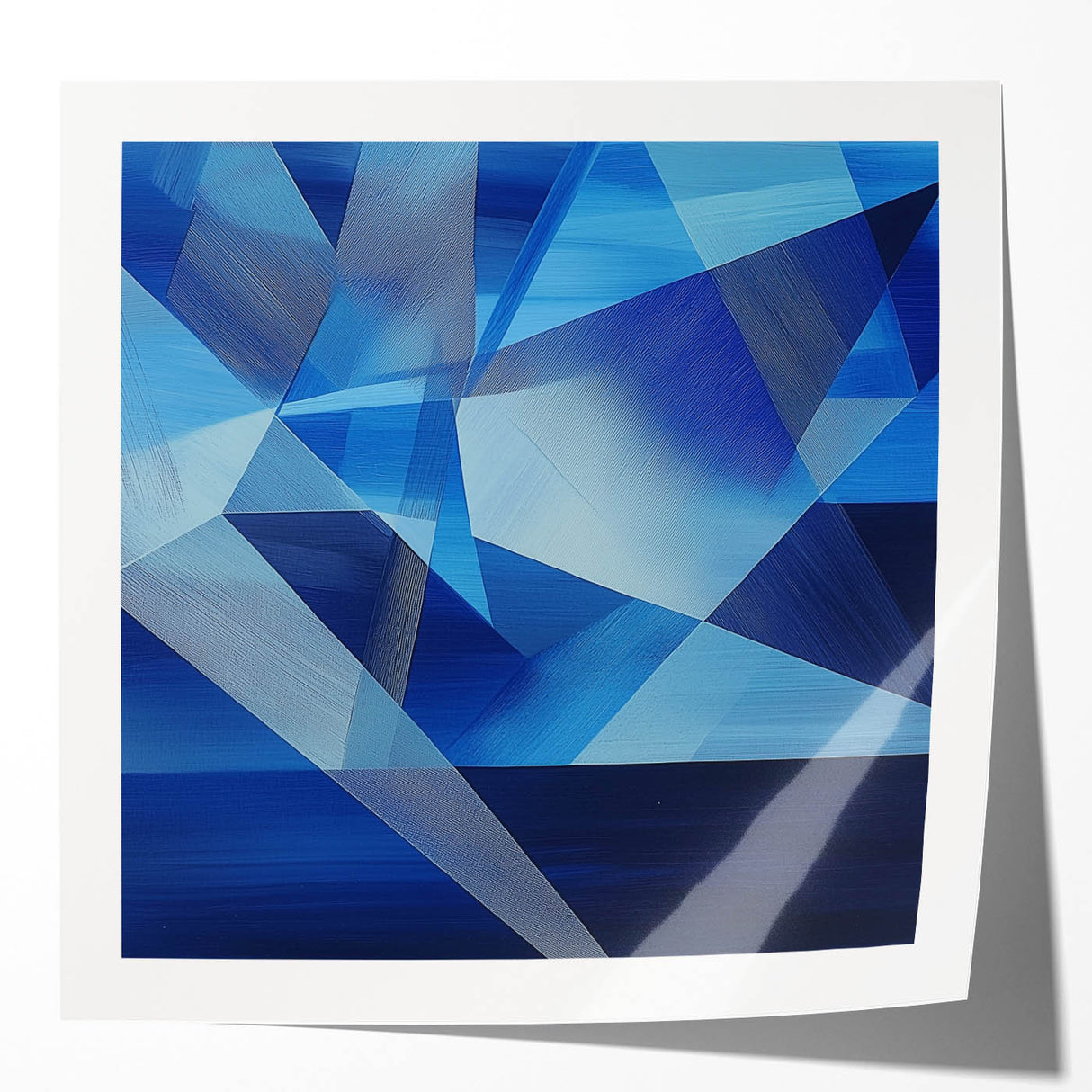 Blue Geometric Wall Art – Modern Abstract Canvas for Living Room