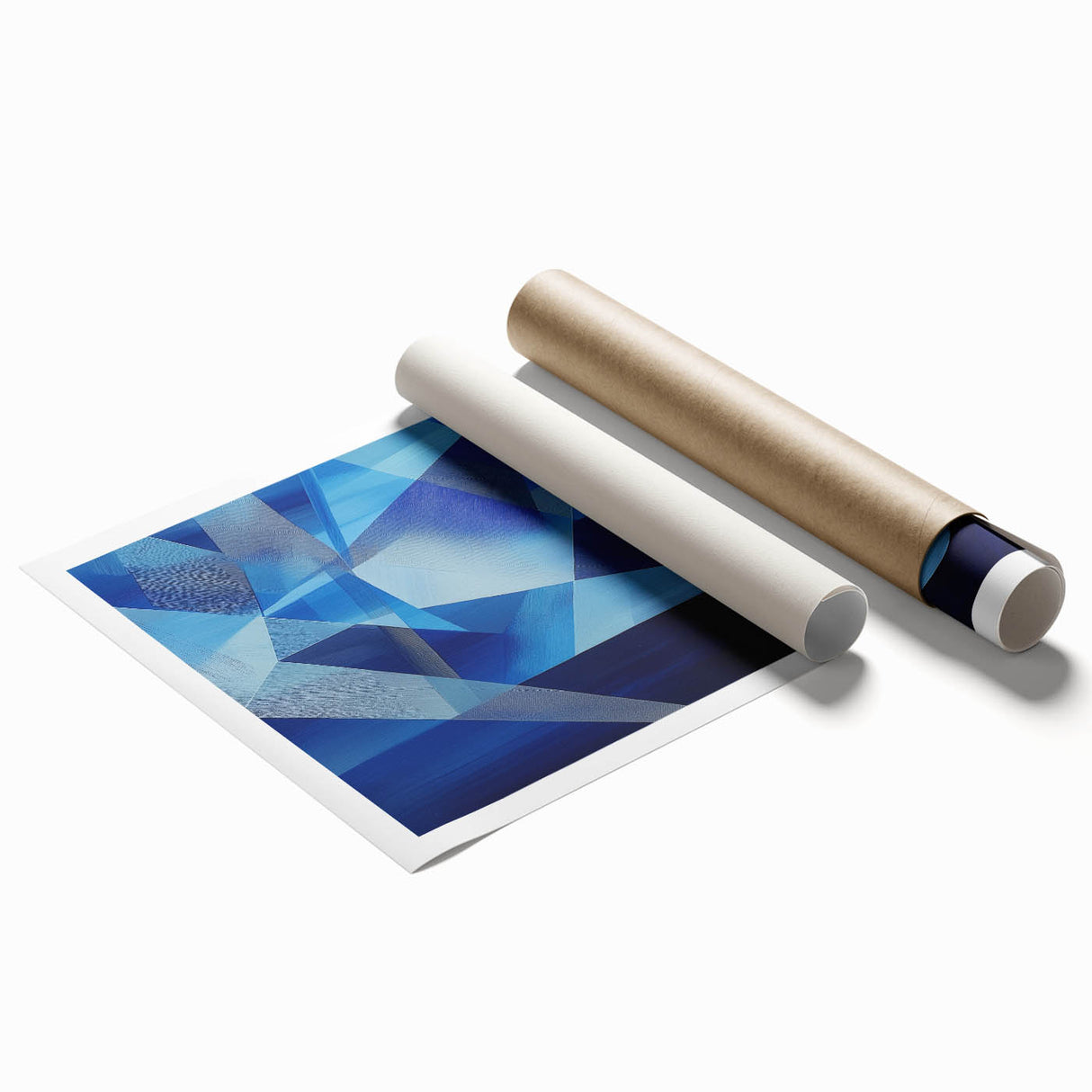 Blue Geometric Wall Art – Modern Abstract Canvas for Living Room