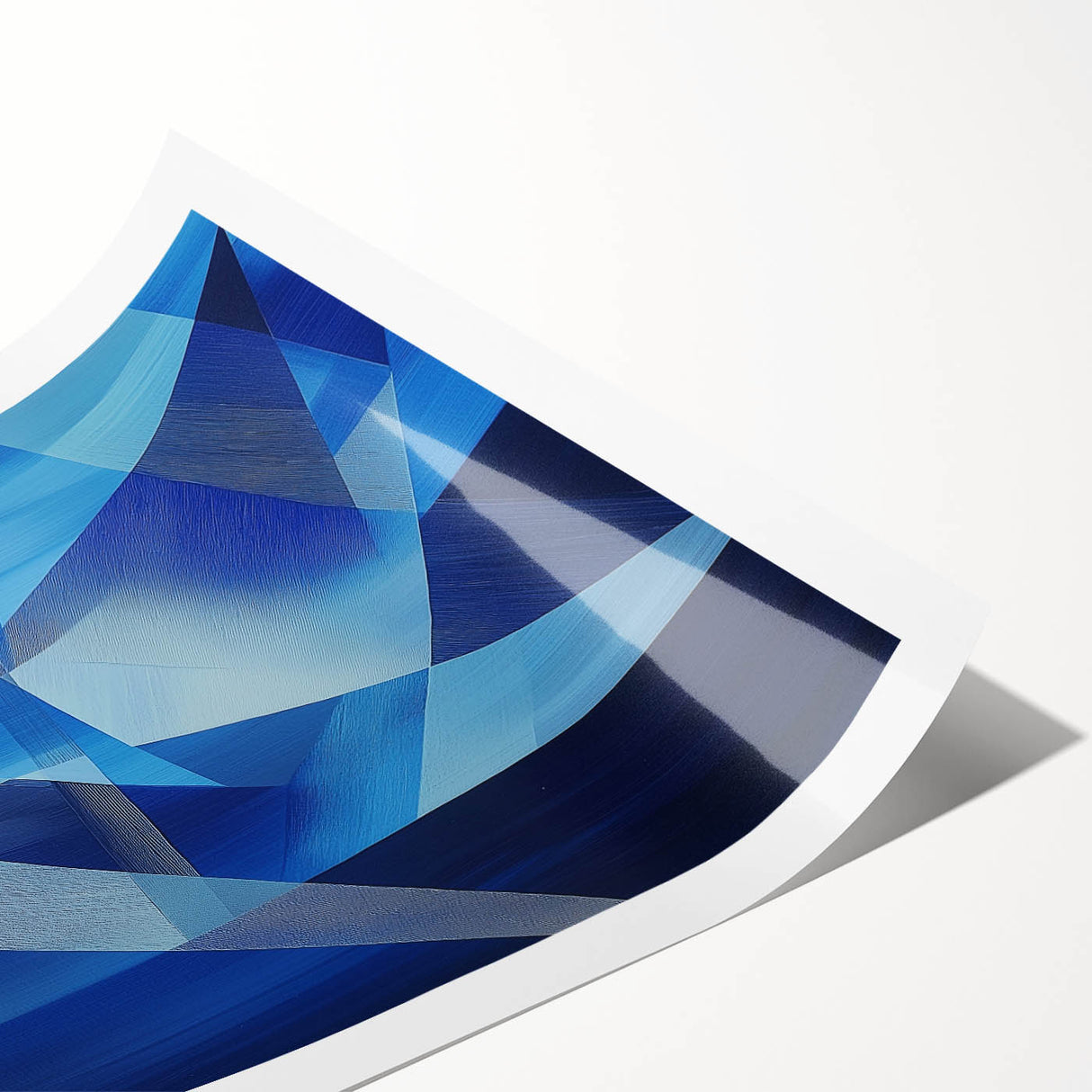 Blue Geometric Wall Art – Modern Abstract Canvas for Living Room