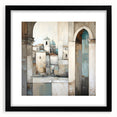 Abstract architectural wall art frame showcasing a modern design with a black mat, perfect for contemporary decor. Ideal for enhancing living spaces or office environments.