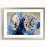 Abstract silver frame showcasing colorful splatter art print with a white mat. Ideal for modern home decor, adding vibrant flair to any room.