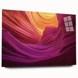 Stunning landscape acrylic glass art depicting vibrant canyons in rich earthy tones, showcasing a side view without pins, ideal for modern home decor.
