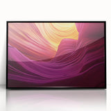 Framed acrylic landscape artwork showcasing vibrant canyons in rich earth tones, highlighted by a sleek black frame, perfect for modern home decor.