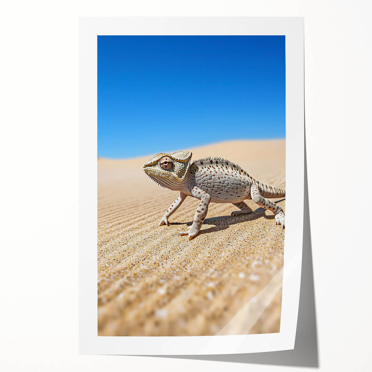 Desert landscape rolled print showcasing vibrant hues of orange and yellow, evoking warmth and serenity, elegantly packaged in a protective cardboard tube.
